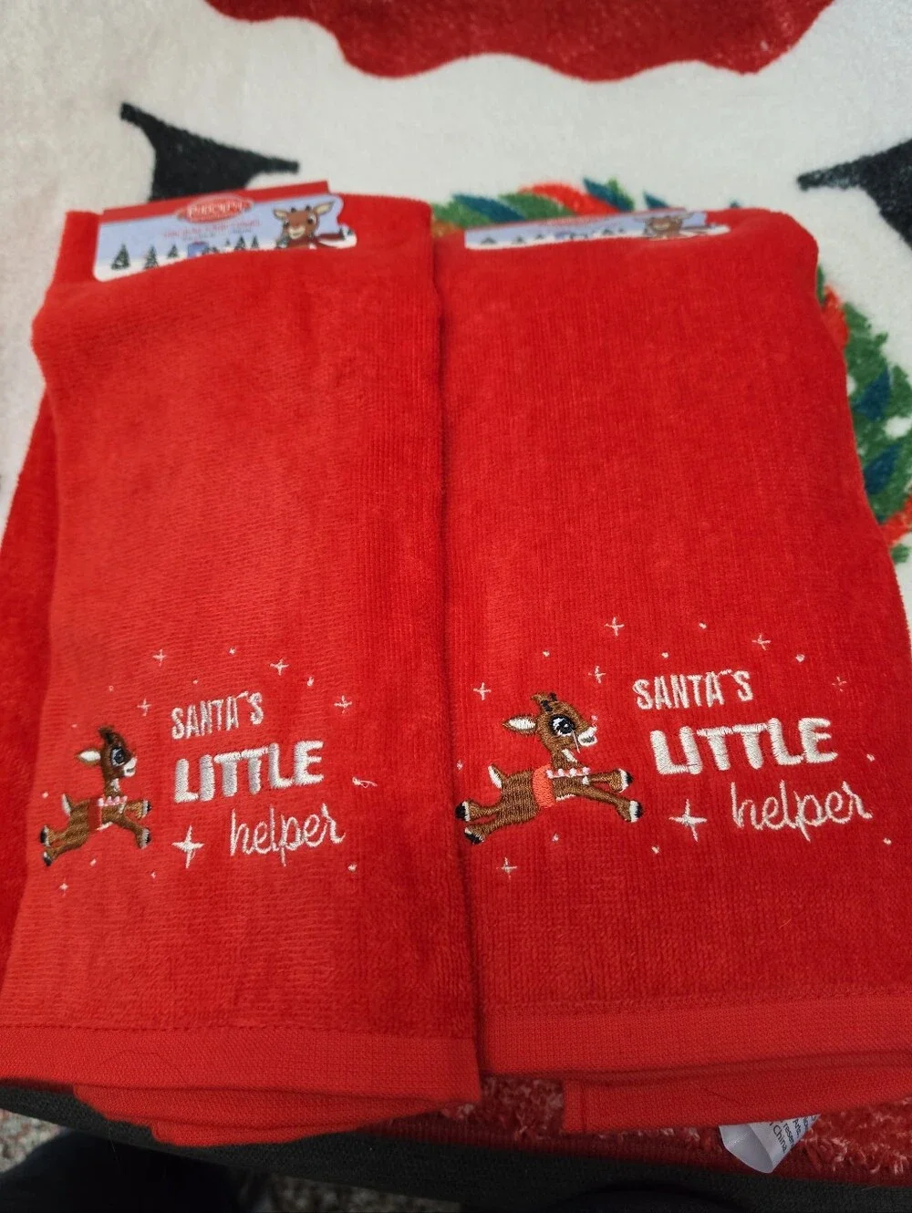 Christmas Rudolph The Red Nosed Reindeer Shower Curtain Bathroom Rug Hand Towels